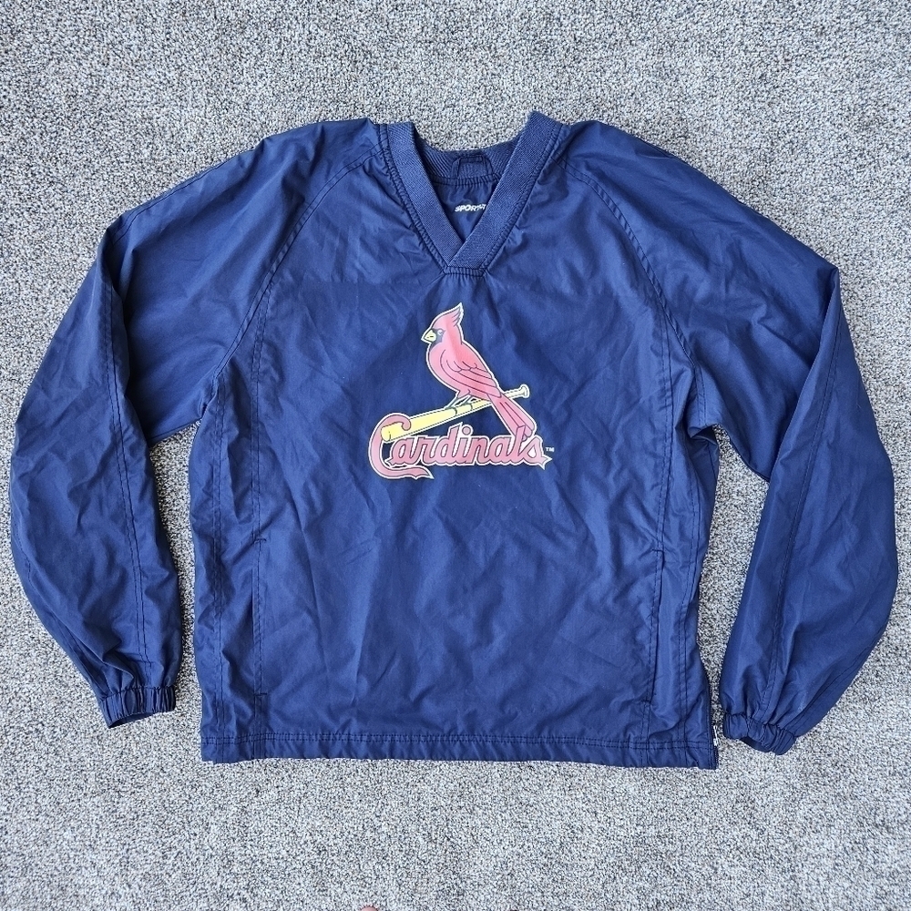 St. Louis Cardinals Baseball Jacket Blue Pullover Coat Sport-Tek Men's Medium